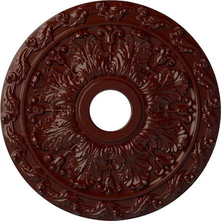 Ekena Millwork Spring Leaf Medallion (Canopies up to 5 5/8"), 19 7/8"OD x 3 5/8"ID x 1 1/4"P, Brushed Mahogany CM19SPBMF